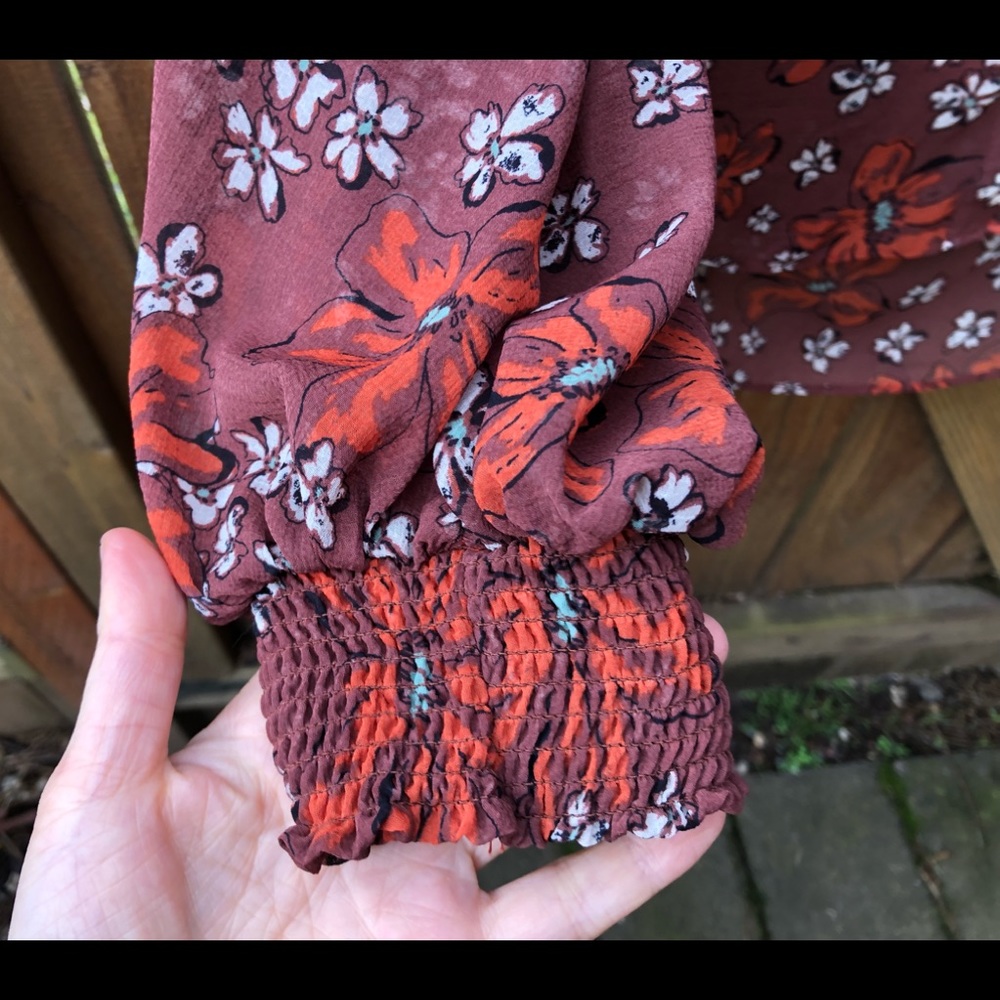 Boho Free People wide neck peasant blouse - Picture 5 of 8